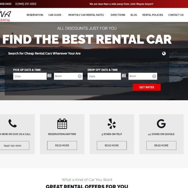 auto rental website design orange county