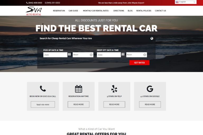 auto rental website design orange county