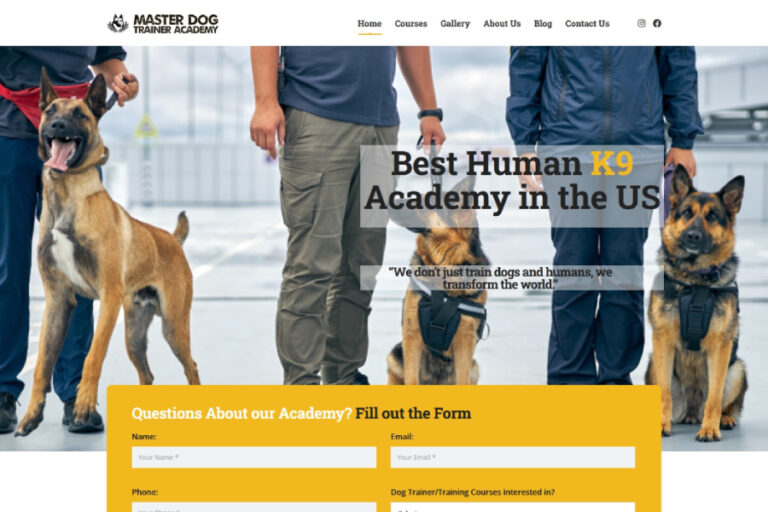 dog training website design